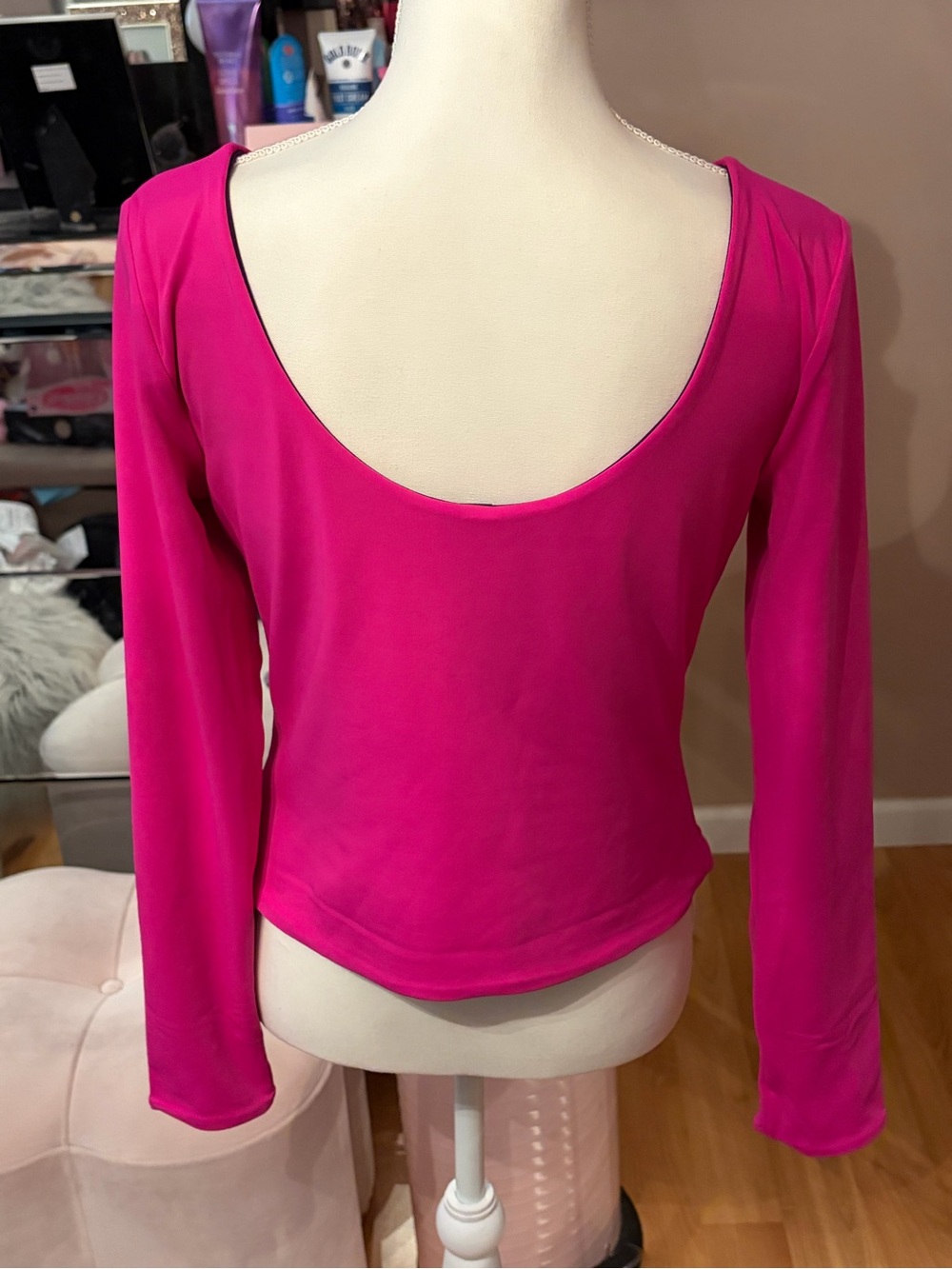 Express Pink and Purple Body Contour High Compression Reversible Scoop Neck Sz L - Picture 8 of 13